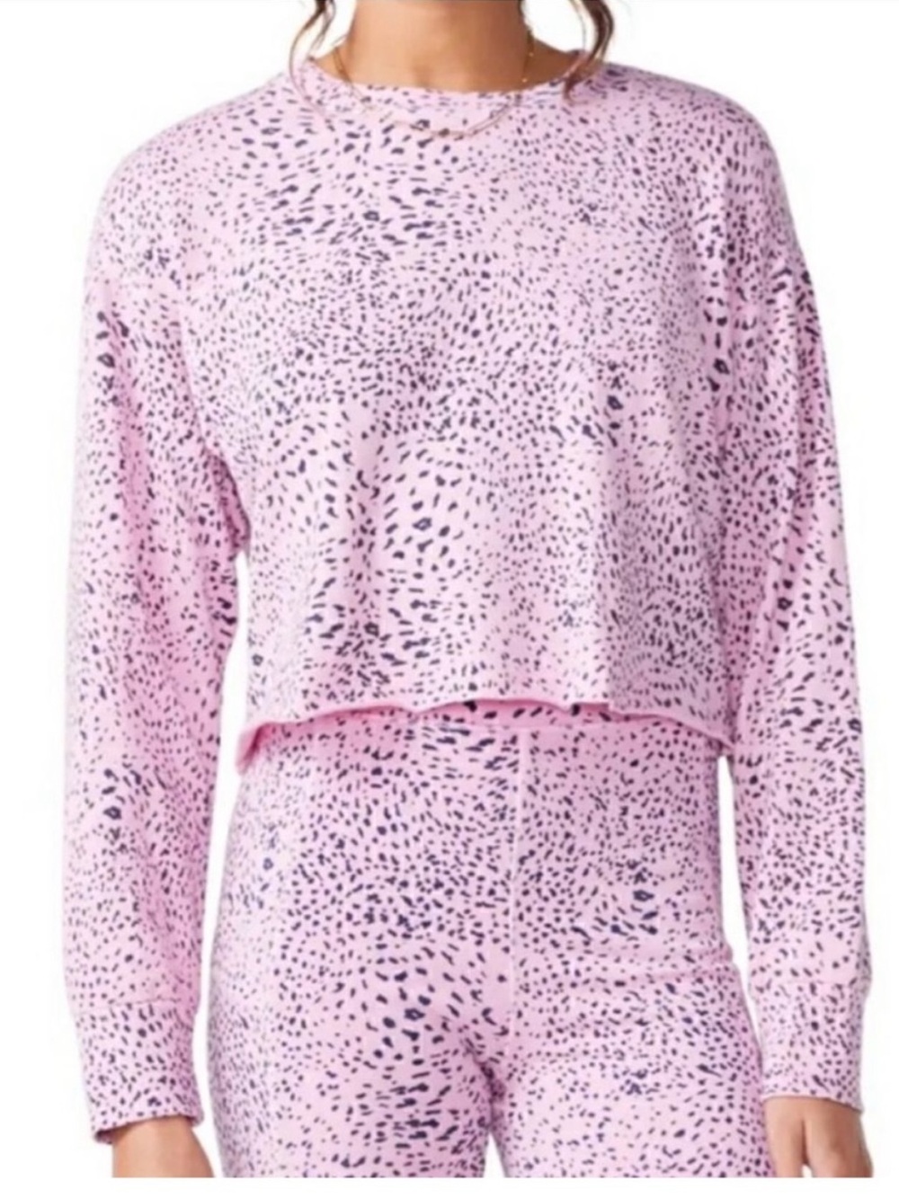 MONROW NWT Pink Leopard Print Crop Top